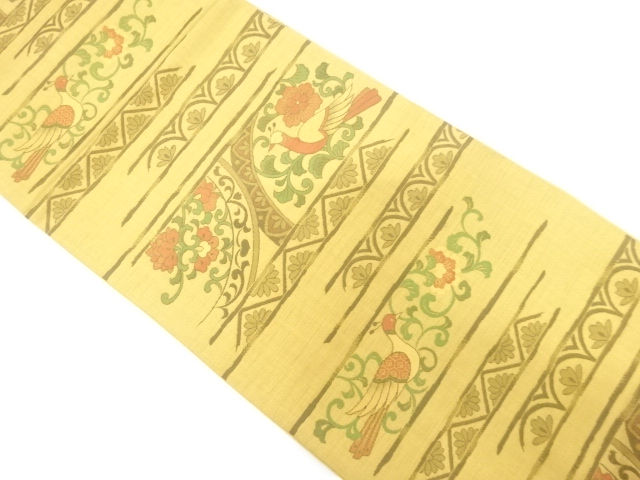 JAPANESE FUKURO OBI / WOVEN FLOWER & BIRD SARASA